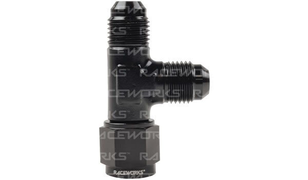 Raceworks AN Male Tee Fitting With Female Swivel On Run