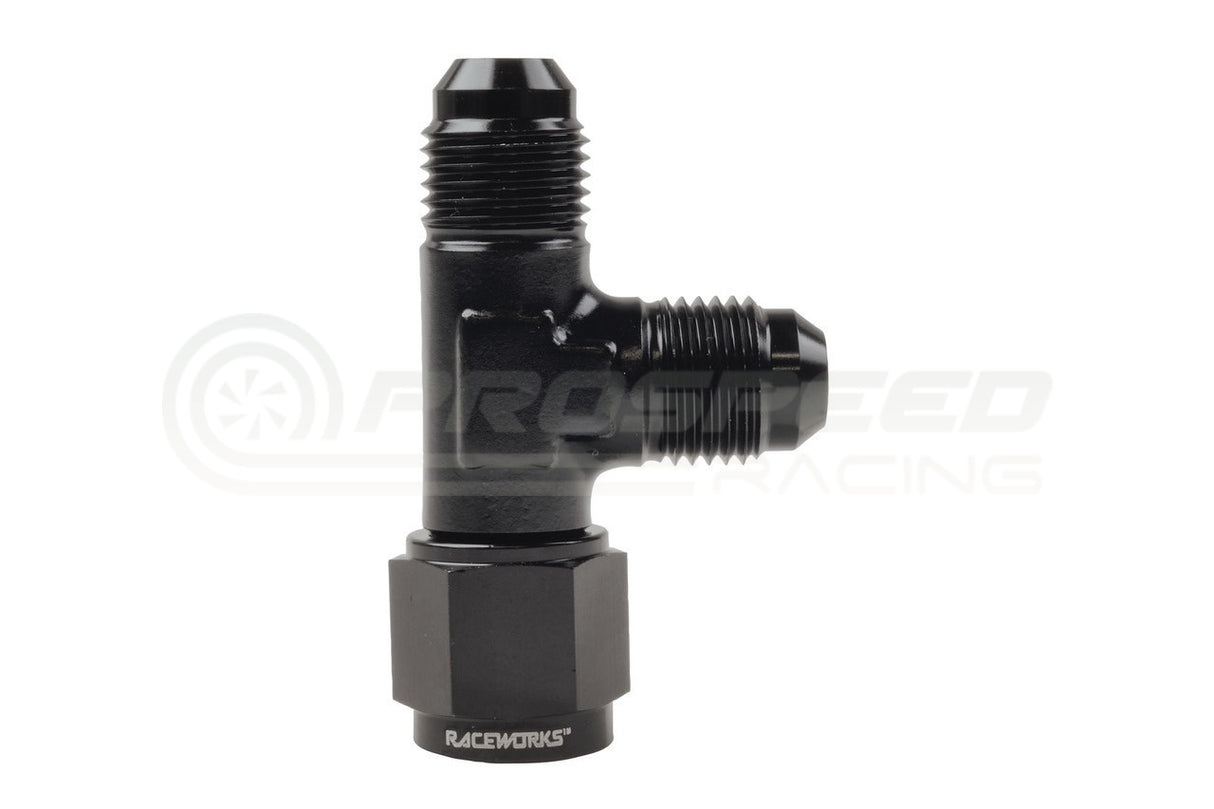 Raceworks AN Male Tee Fitting With Female Swivel On Run RWF-145 | Pro Speed Racing