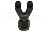 Raceworks Straight Y-Block Fitting Male AN Flare to Female AN Swivel