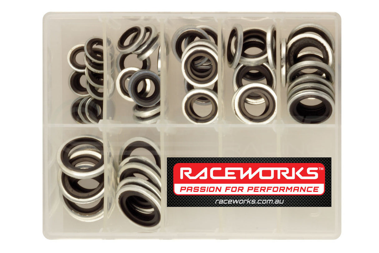 Raceworks Replacement Dowty Seal Kit 10 Of Each Size 8mm To 18mm RWF-180-KIT | Pro Speed Racing