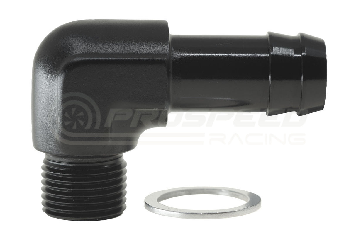 Raceworks Metric M18X1.5 Male to 5/8" Hose Barb Fitting 90 Degree RWF-417-M18-10BK | Pro Speed