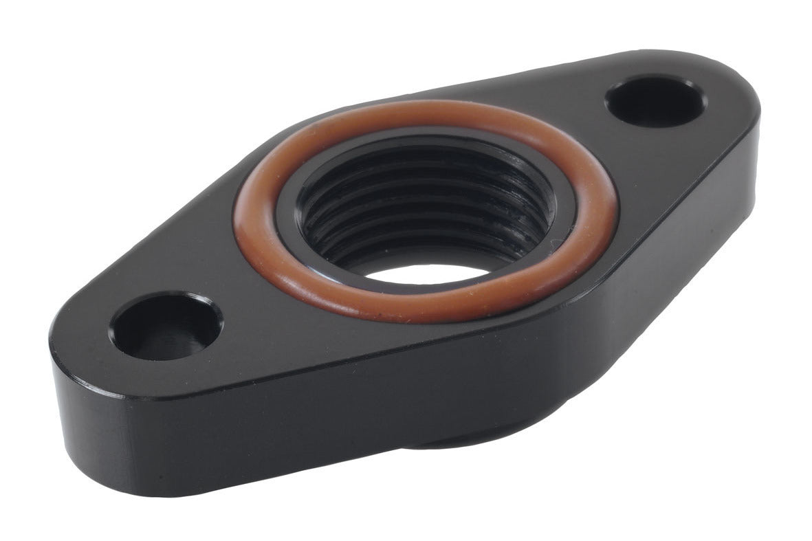 Raceworks Turbo Drain Adaptor Female AN-10 ORB Black - Suit T3-T4 Turbo (50.8mm Holes)