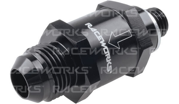 Raceworks One Way Valve Metric to AN Male Flare