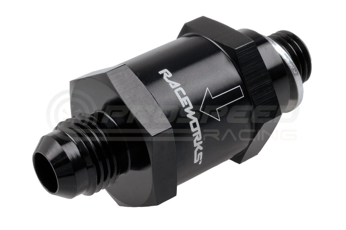 Raceworks One Way Valve Metric to AN Male Flare