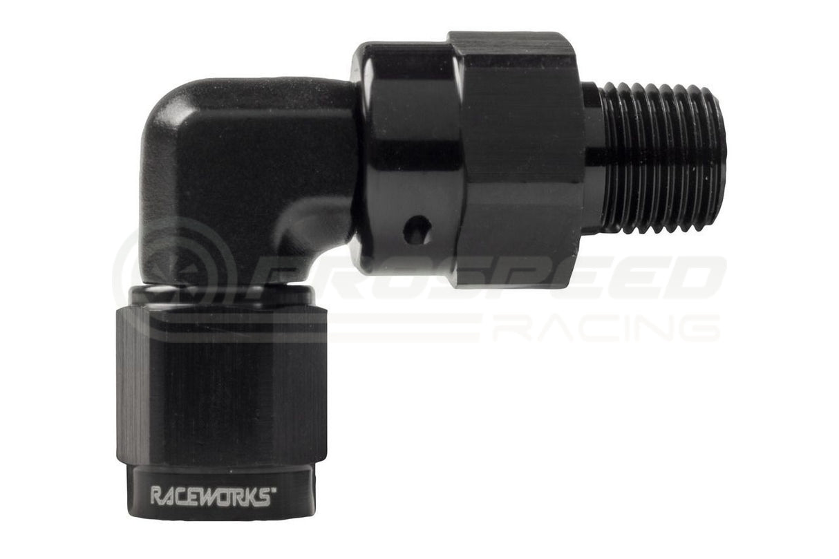Raceworks AN-10 Female Swivel to NPT Male Swivel 90 Degree
