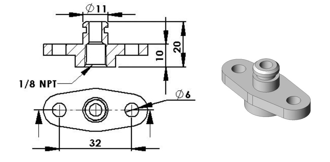 Raceworks OEM Fuel Rail FPR Adaptor AN-6 - Subaru WRX 94-00/WRX 08-14/Nissan Skyline & Silvia/Mazda RX-7