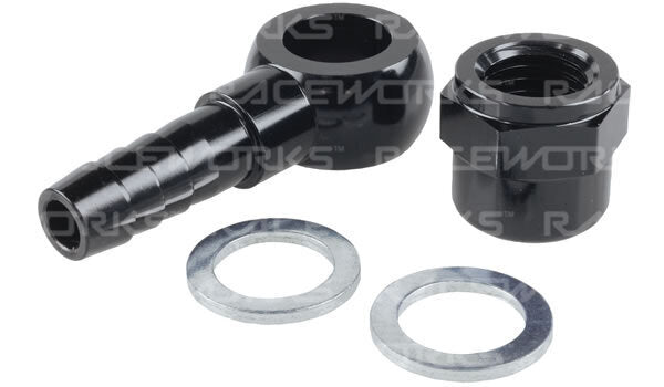 Raceworks Aluminium Hose Barb to Banjo Fitting Set - Suit Bosch 044 Style External Fuel Pump