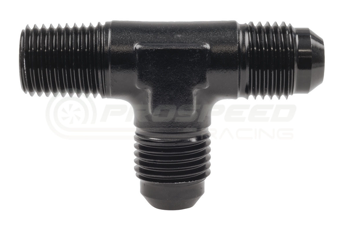 Raceworks AN Male Flare Tee Fitting With NPT Male Thread On Run