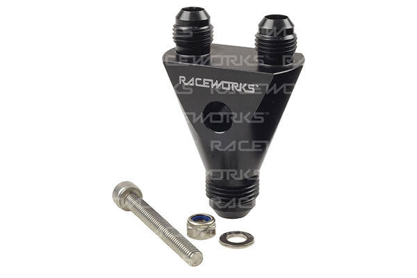 Raceworks AN Male Flare Inline Y Block 1X AN-8 To 2X AN-6