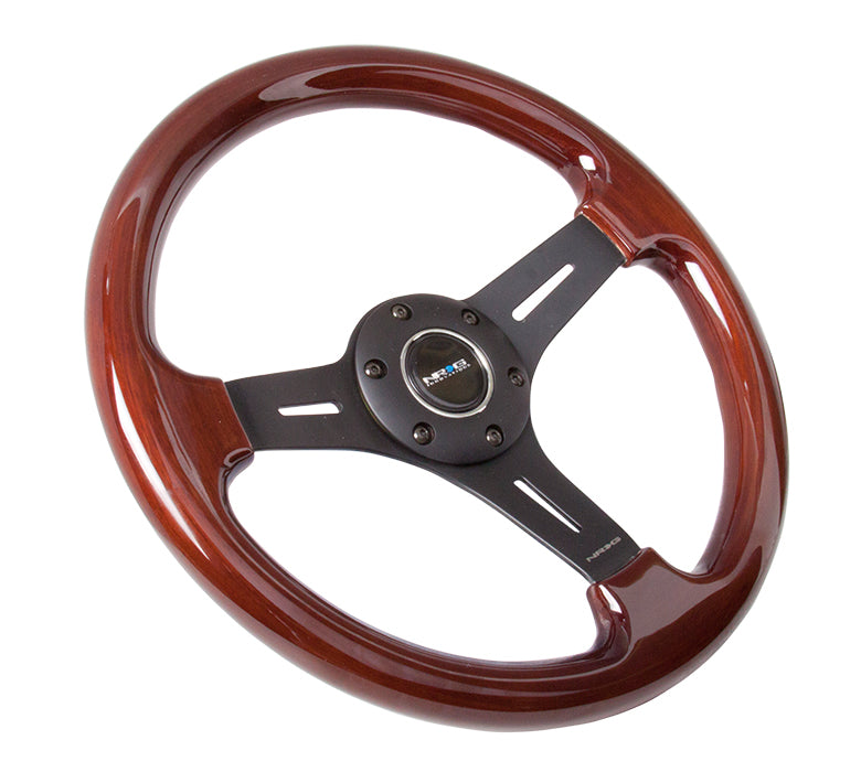 NRG Classic 330mm Wood Grain Steering Wheel - Black Spoke