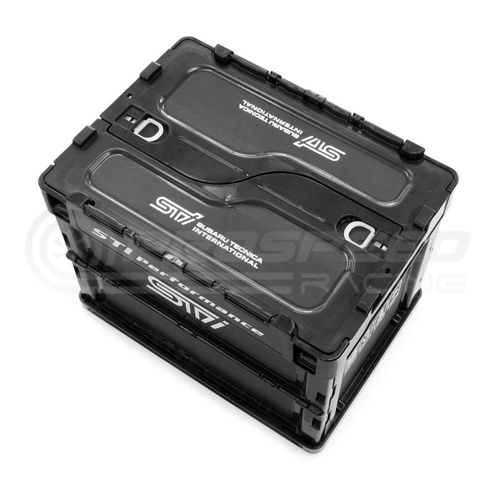 STI Genuine Folding Workshop Storage Crate Container Black - 20 Litres