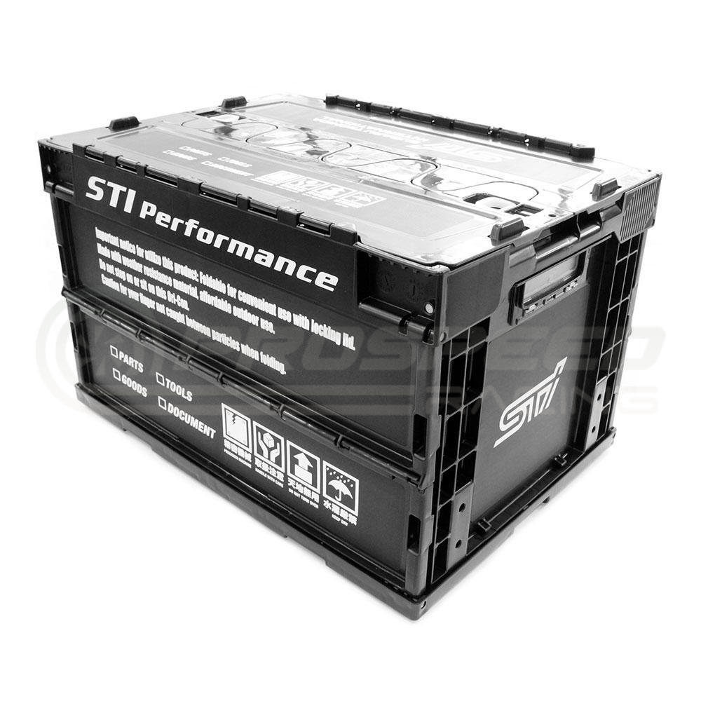 STI Genuine Folding Workshop Storage Crate Container Black - 50 Litres