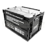 STI Genuine Folding Workshop Storage Crate Container Black - 50 Litres