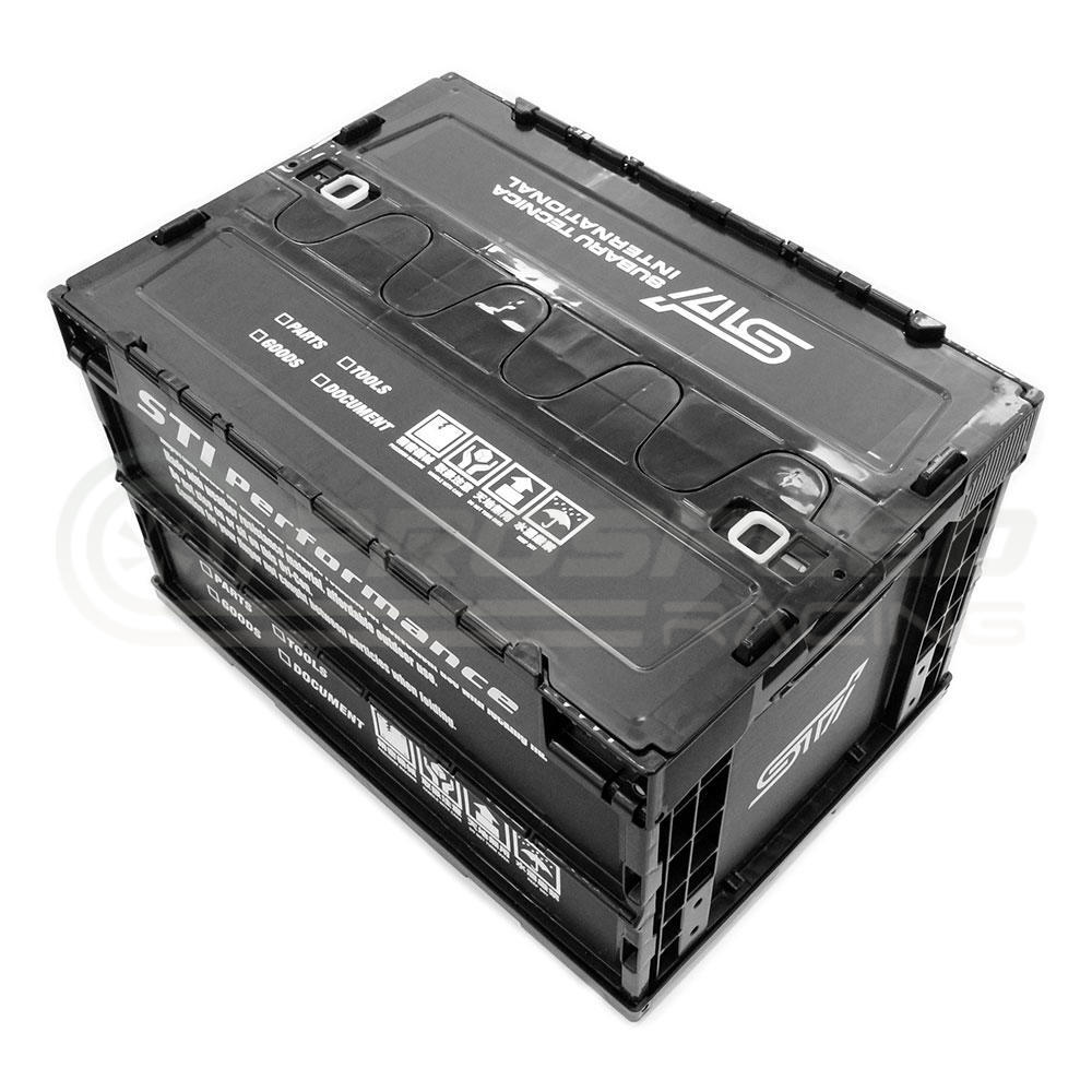 STI Genuine Folding Workshop Storage Crate Container Black - 50 Litres