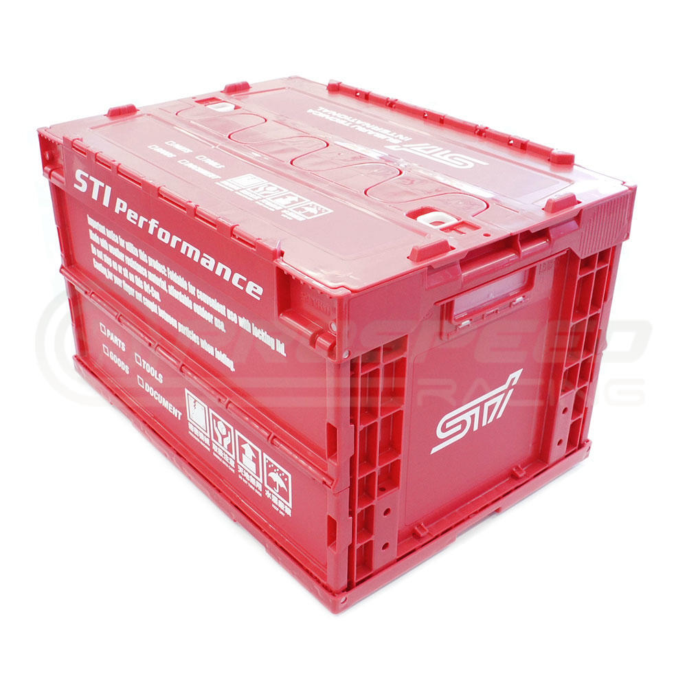 STI Genuine Folding Workshop Storage Crate Container Cherry Red - 50 Litres