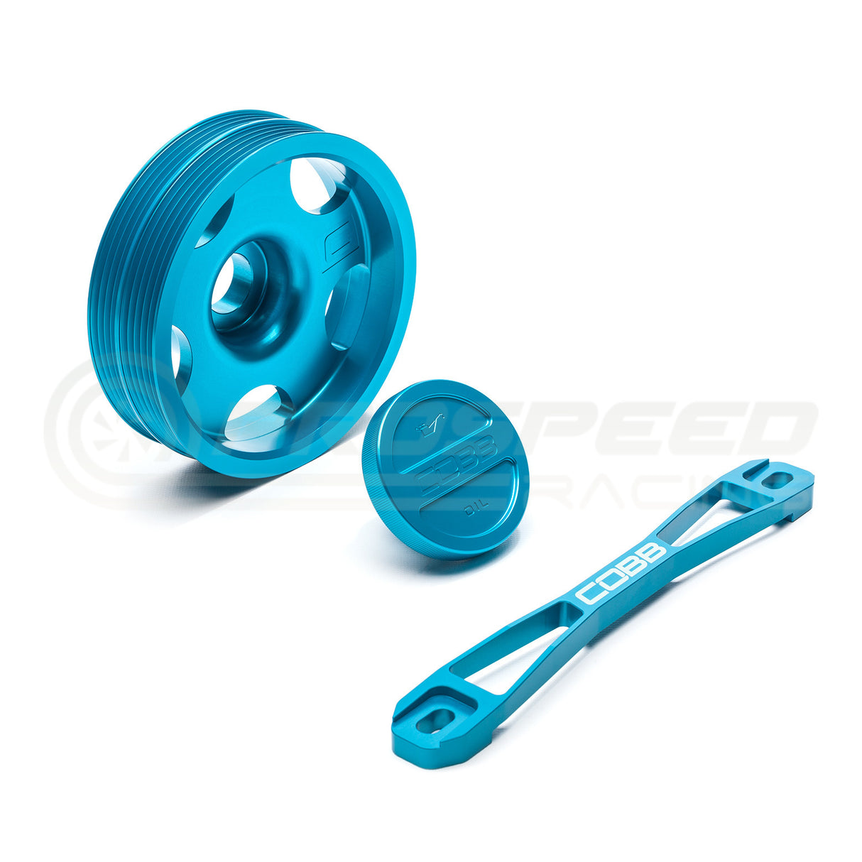 Cobb Tuning Main Pulley + Oil Cap + Battery Tie Teal Subaru All Models (EJ20/EJ25) SUB00003AQ
