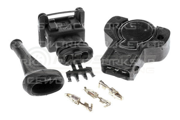 Raceworks Motorsport TPS Throttle Position Sensor 3 Pin Black CW Rotation 8mm 'D' Shaft w/Plug and P
