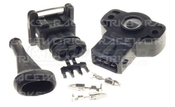 Raceworks Motorsport TPS Throttle Position Sensor 3 Pin Grey CCW Rotation 8mm 'D' Shaft w/Plug and P