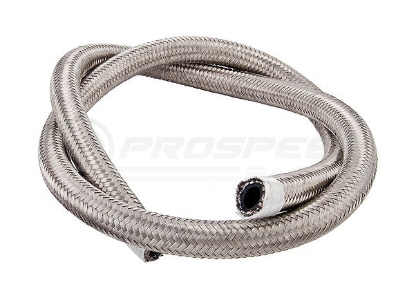 Torque Solution Stainless Steel Braided Rubber Hose - -8AN 2ft (0.44" ID)