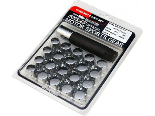 Rays Volk Racing 17 Hex Steel Wheel and Lock Nut 16+4 Set Chrome Plated - M12x1.5