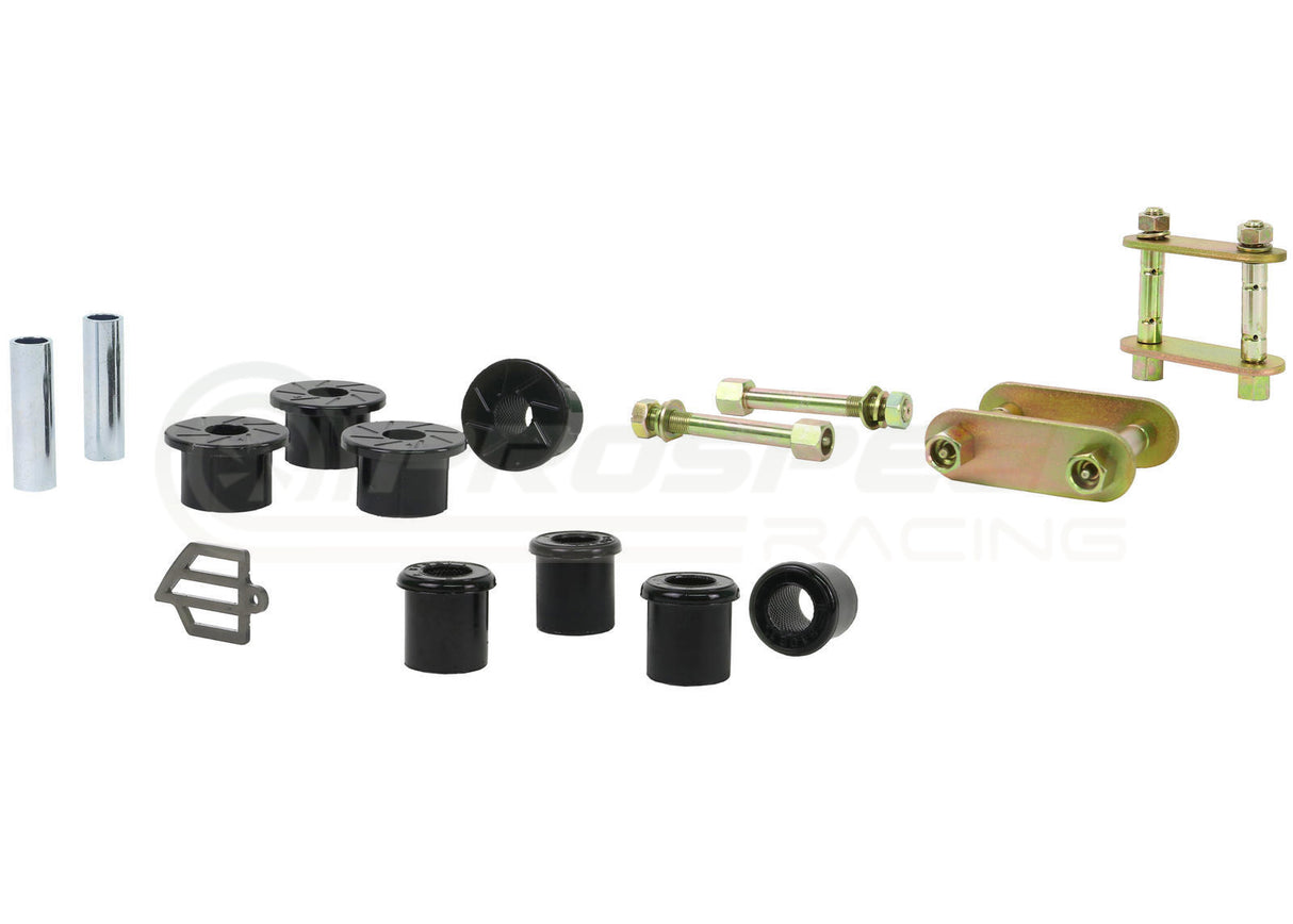 Whiteline Rear Spring Bushing and Greaseable Shackle/Pin Kit - Holden Rodeo RA/Colorado RC/Isuzu D-M