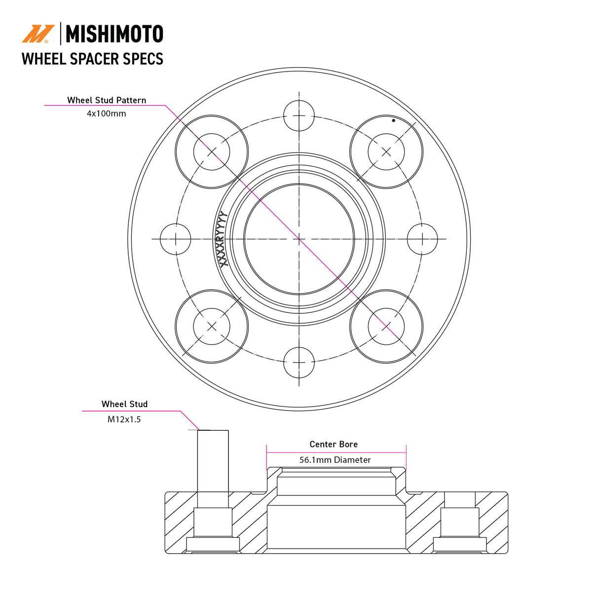 Mishimoto Wheel Spacers (4x100 PCD/56.1 CB/M12)