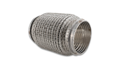Vibrant Stainless Steel Flex Coupling w/ Interlock Liner & Mesh Braid - 3" Inlet/Outlet x 6" long