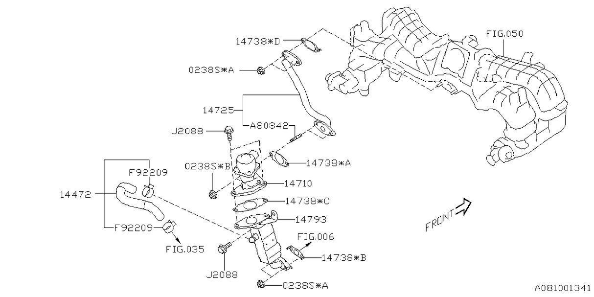 Subaru Genuine EGR Pipe Gasket