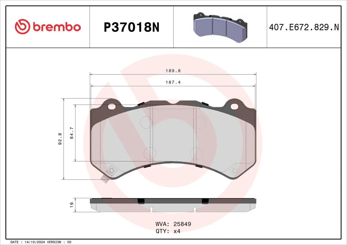 Brembo OE Low Metallic Brake Pad Set