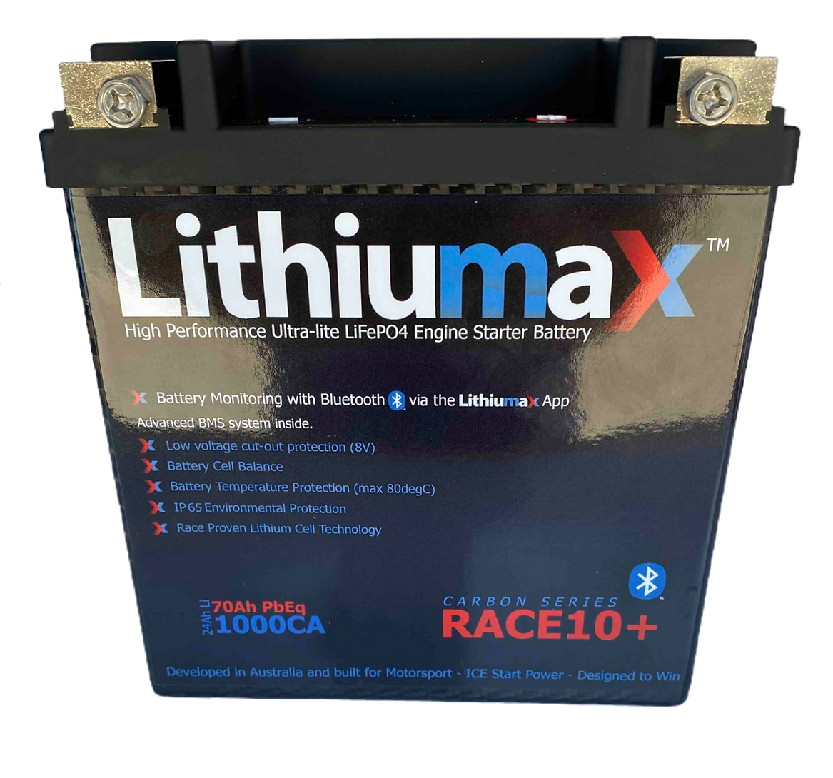 Lithiumax Race10+ Carbon Series 1000CA Lithium LiFePO4 Car Battery w/Bluetooth