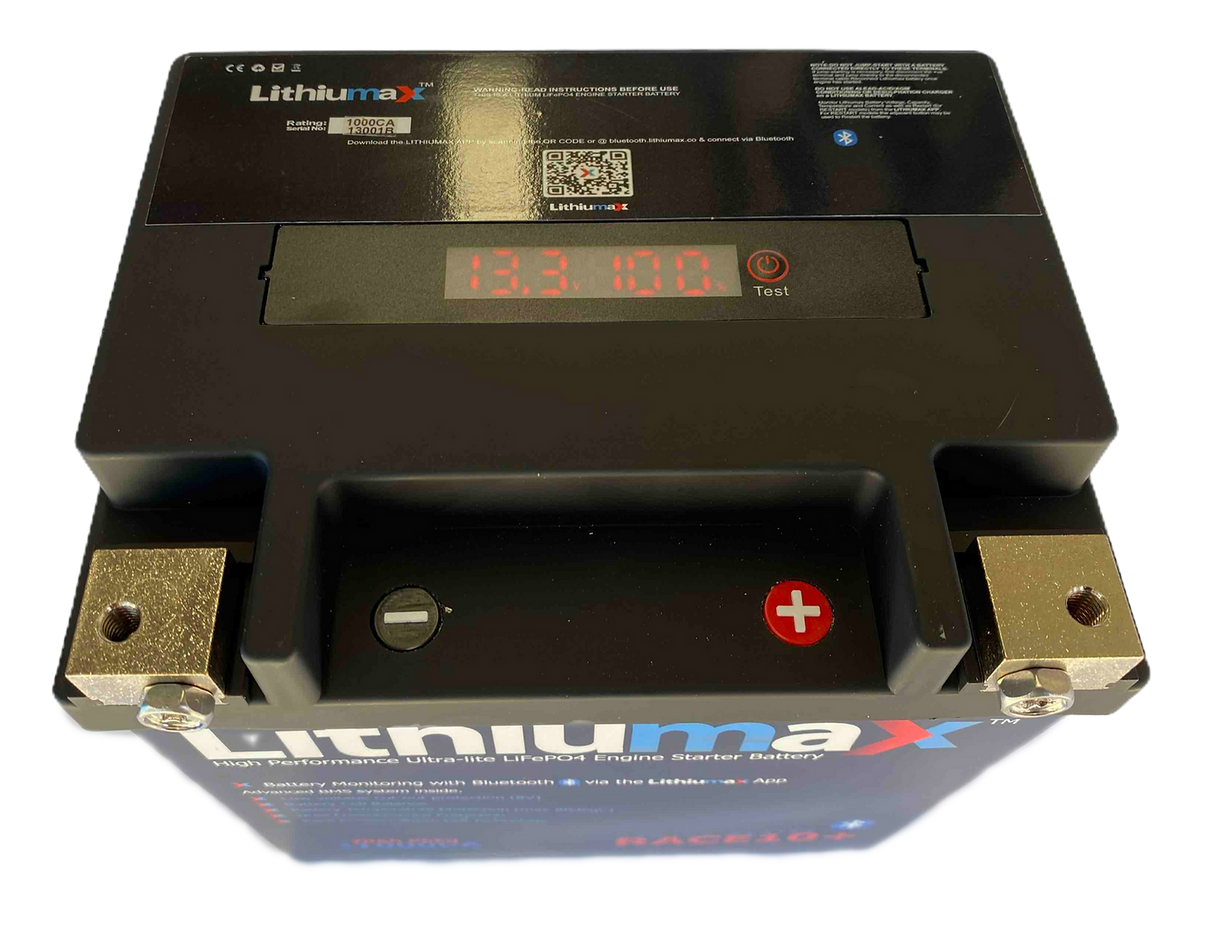 Lithiumax Race10+ Carbon Series 1000CA Lithium LiFePO4 Car Battery w/Bluetooth