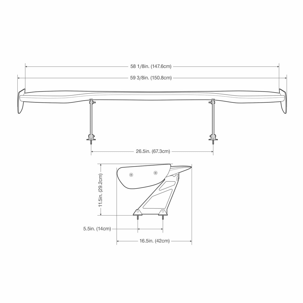 Seibon Universal Carbon Fibre GT Wing - 59.375" Wide