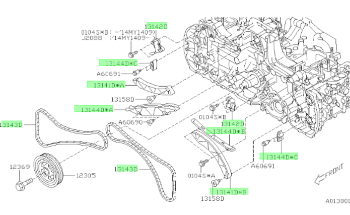 Subaru Genuine Complete Timing Chain Service Kit w/ Water Pump