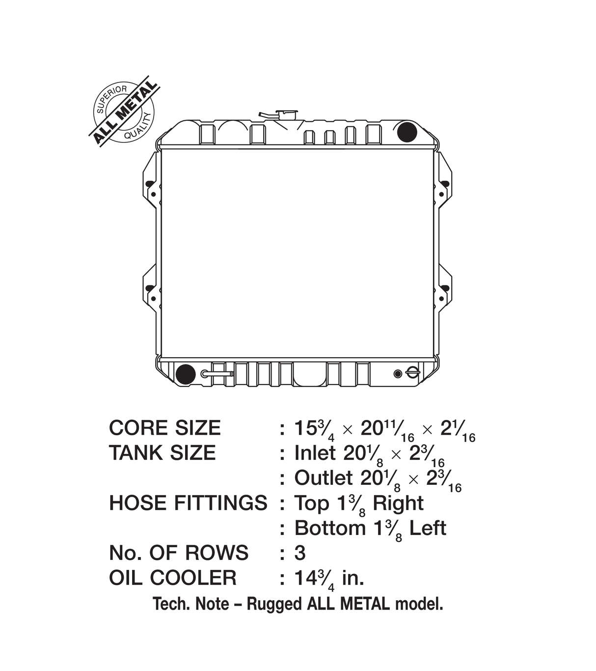 CSF OEM Replacement 3 Row Heavy Duty Metal Radiator