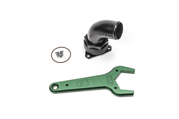 Radium FCST-X 3-Bolt Remote Mount Fill Neck - 24AN Elbow - 1.5" Barb