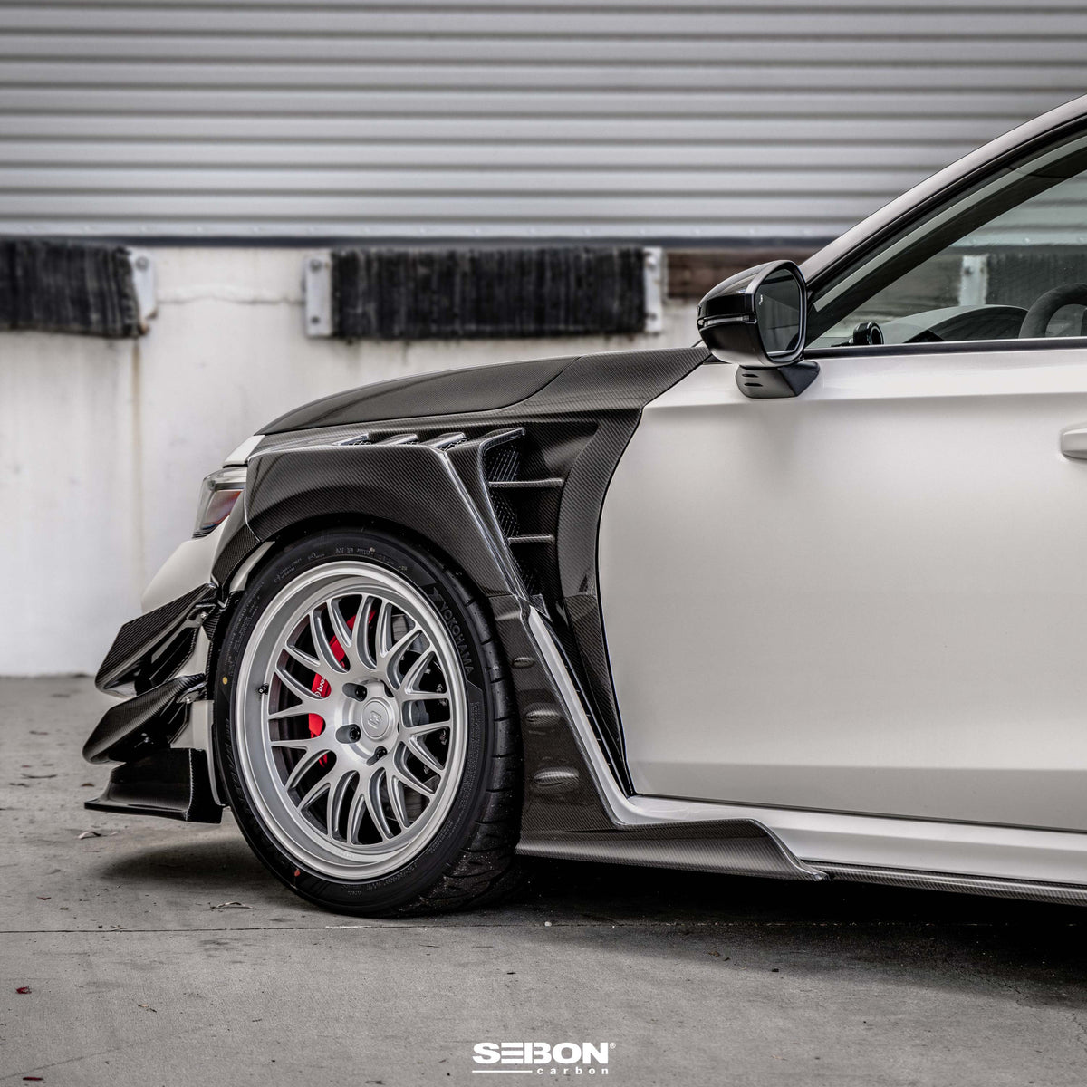 Seibon MB-Style Carbon Fibre Front Side Skirt Extensions