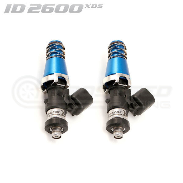 ID2600-XDS Injectors Set of 2, 60mm Length, 11mm Blue Adaptor Top, Denso Lower Cushion - Mazda RX-8 (Secondary Injector)